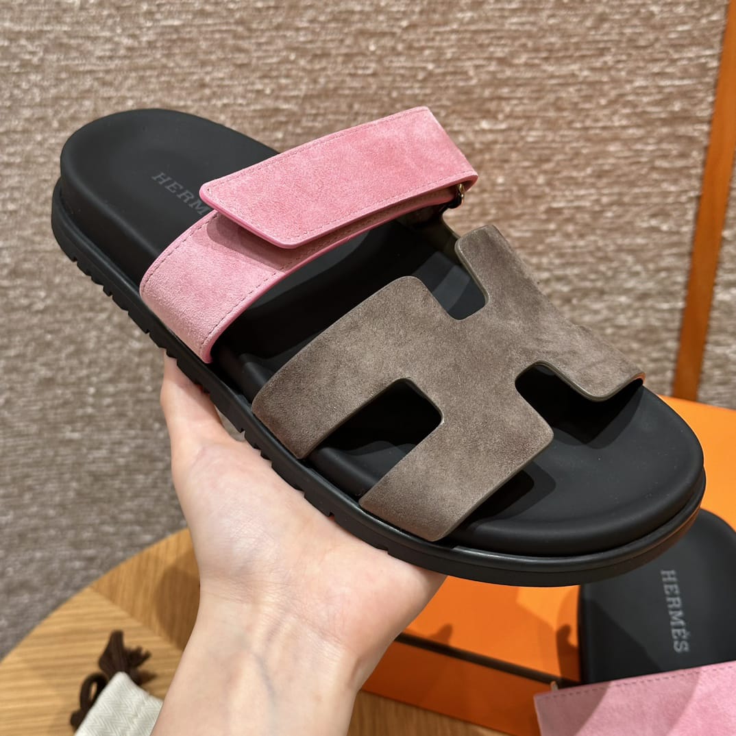 Hermès Sandalen Chypre Braun & Rosa