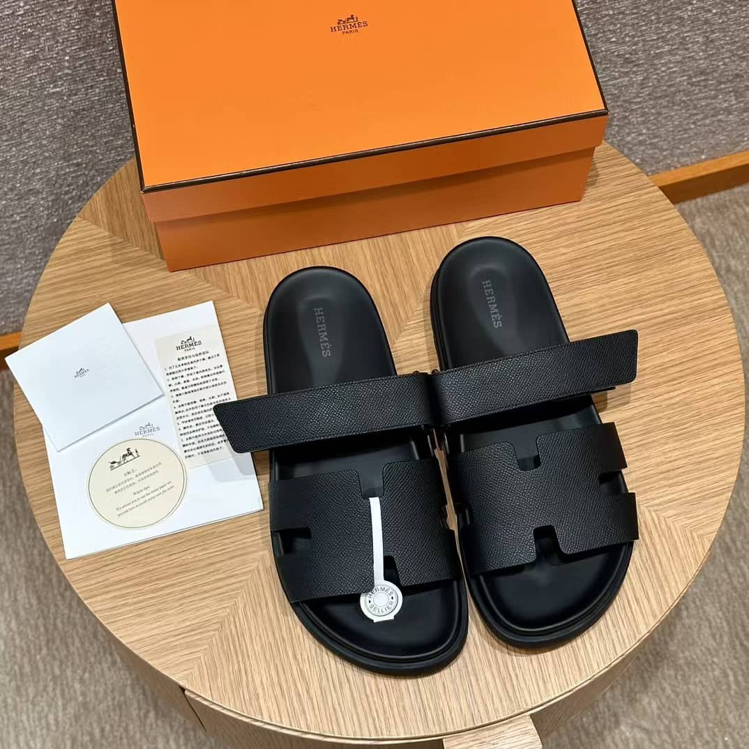 Hermès Chypre Sandalen Schwarz