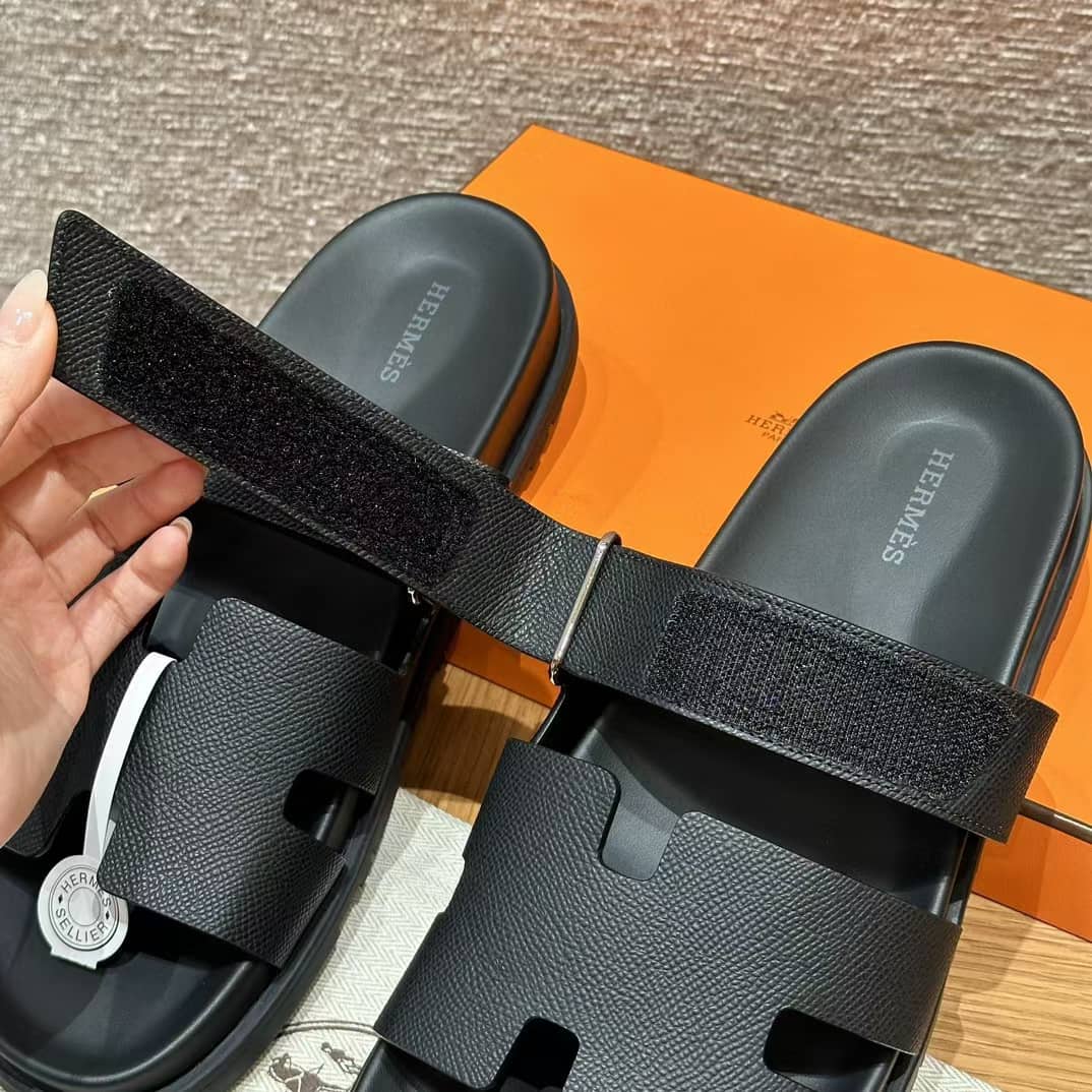 Hermès Chypre Sandalen Schwarz