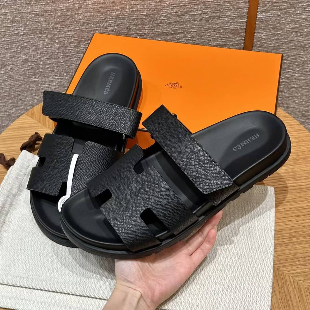 Hermès Chypre Sandalen Schwarz