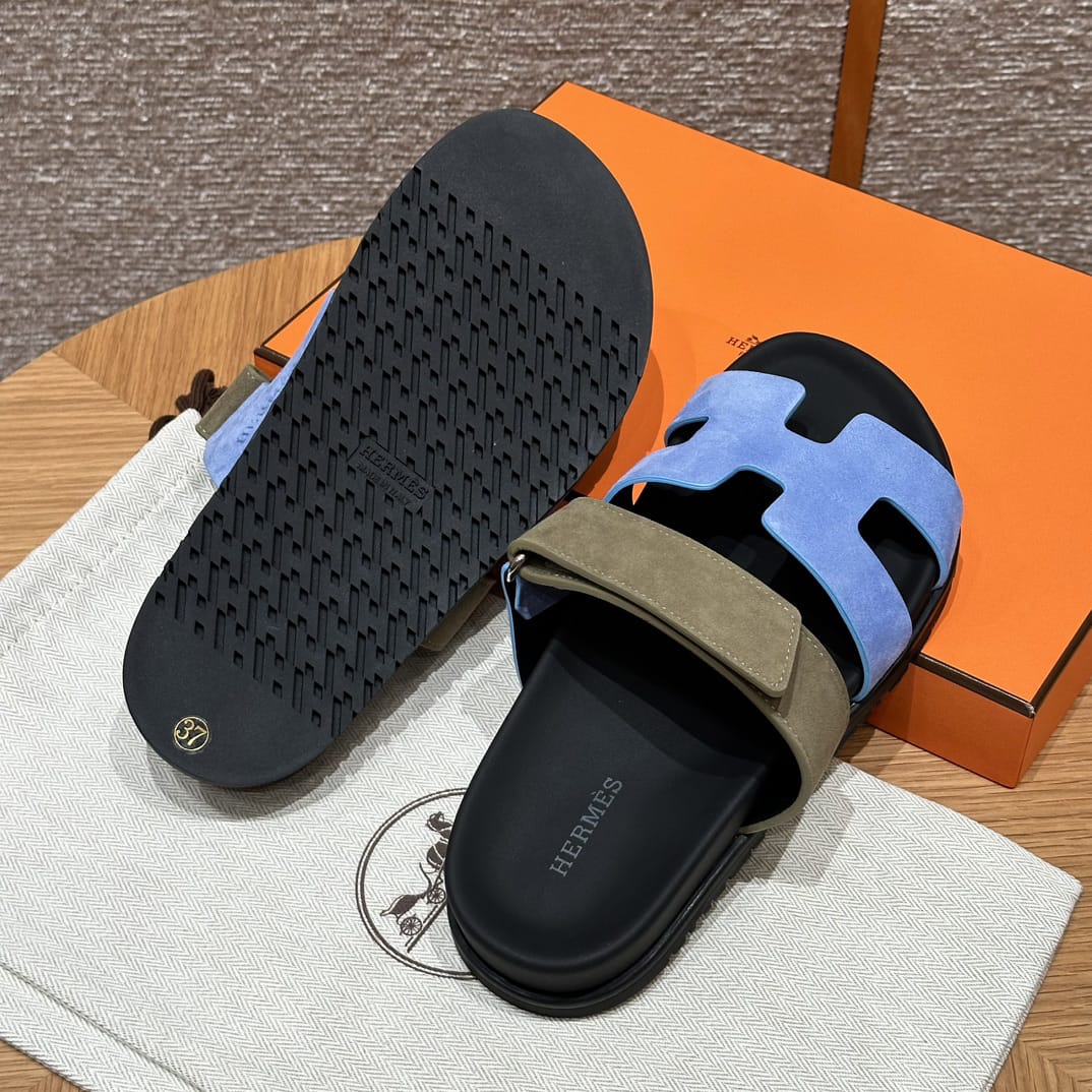 Sandalen Chypre Hermès Blau Khaki
