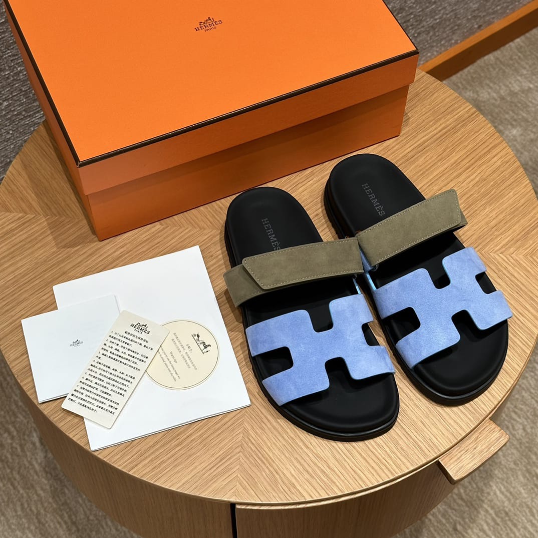 Sandalen Chypre Hermès Blau Khaki