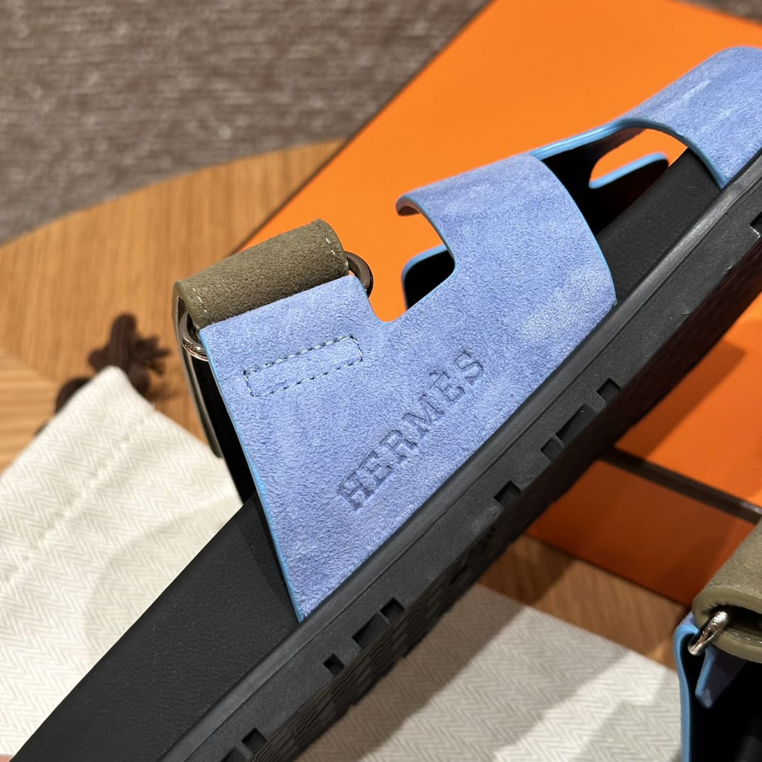 Sandalen Chypre Hermès Blau Khaki