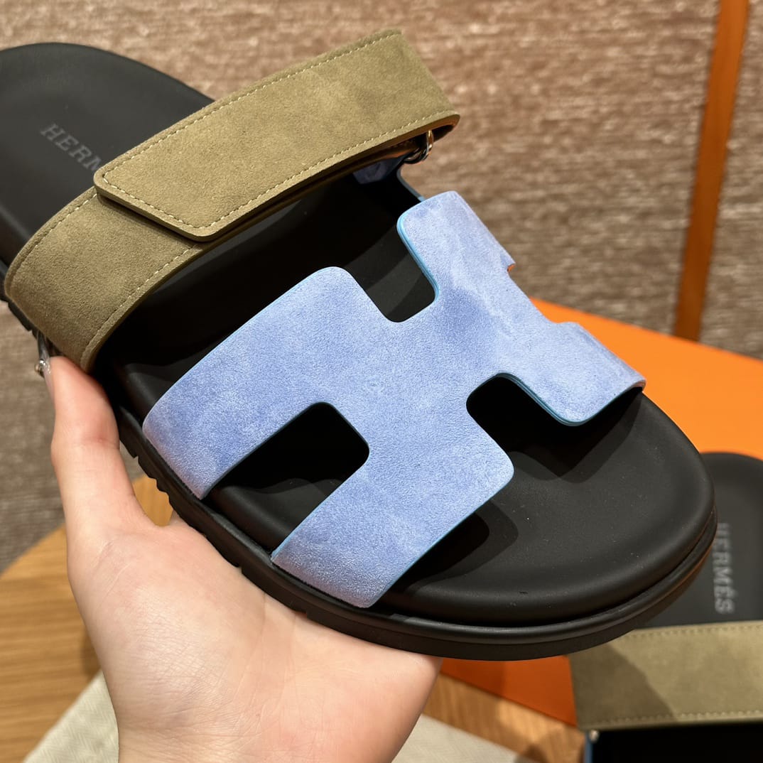 Sandalen Chypre Hermès Blau Khaki