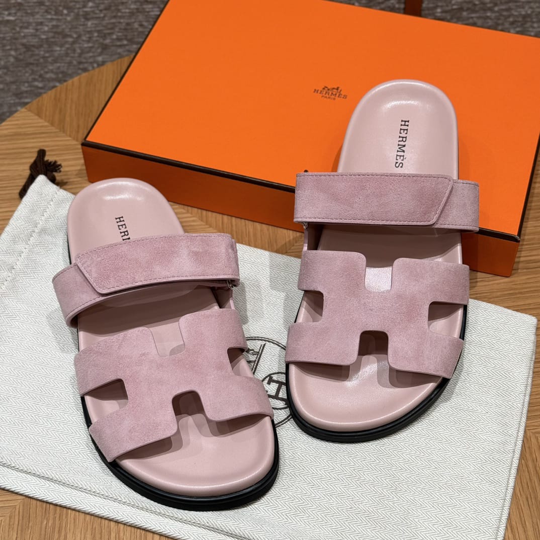 Sandalen Chypre Hermès Wildleder Rosa