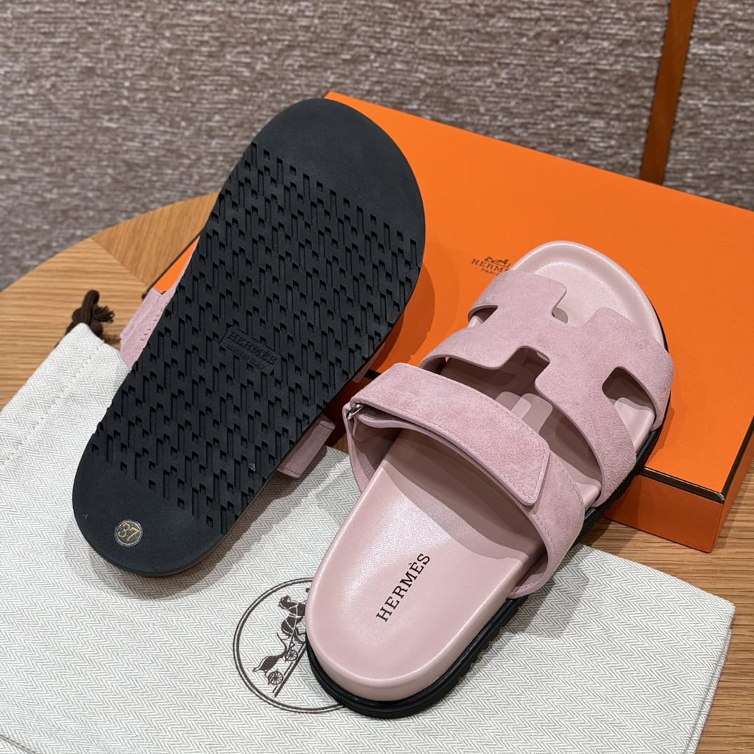 Sandalen Chypre Hermès Wildleder Rosa