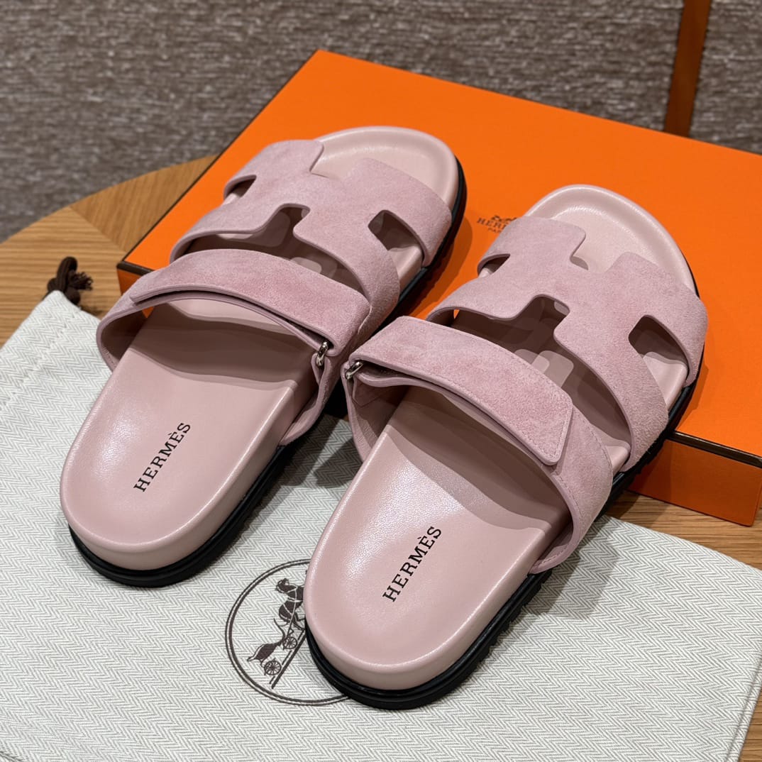 Sandalen Chypre Hermès Wildleder Rosa