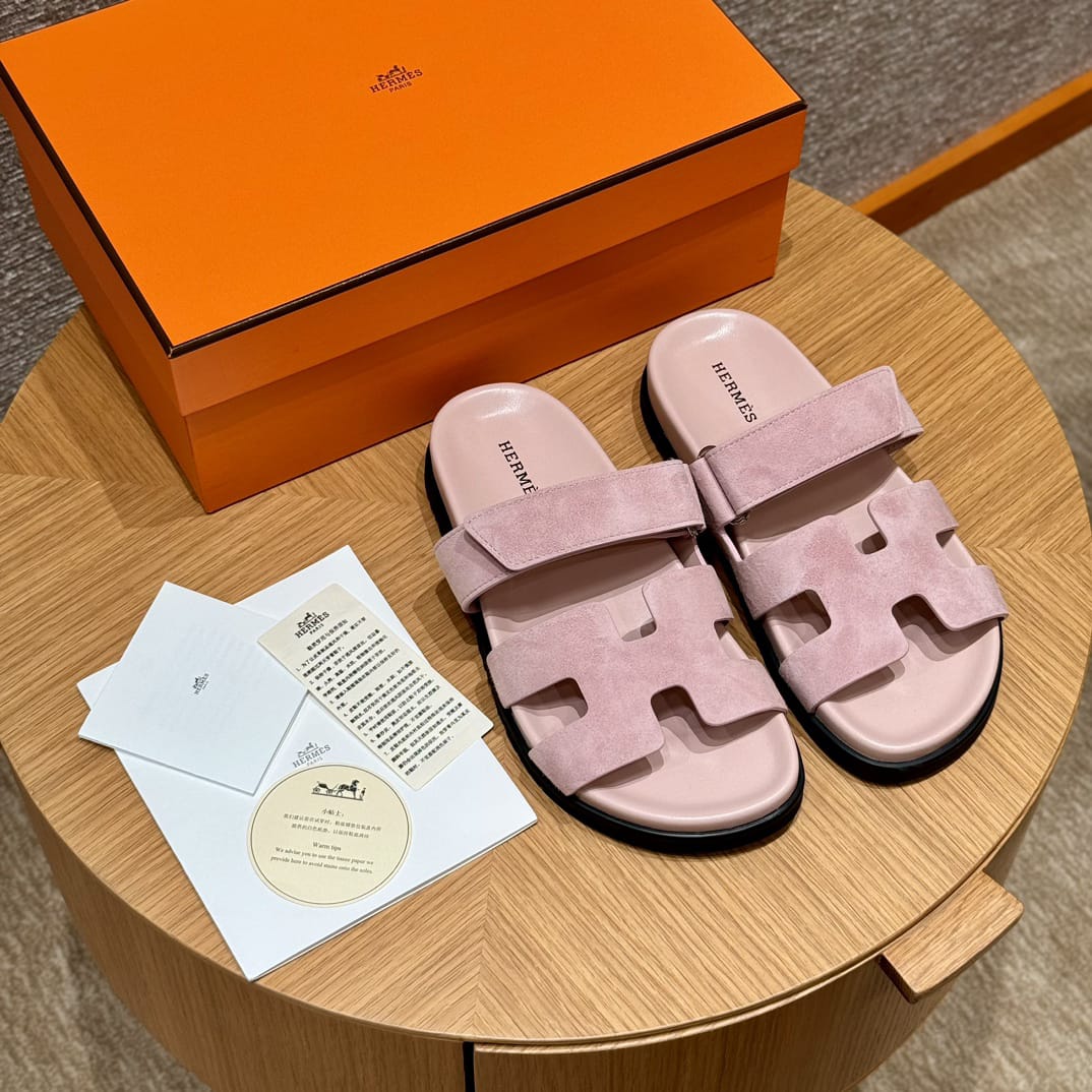 Sandalen Chypre Hermès Wildleder Rosa