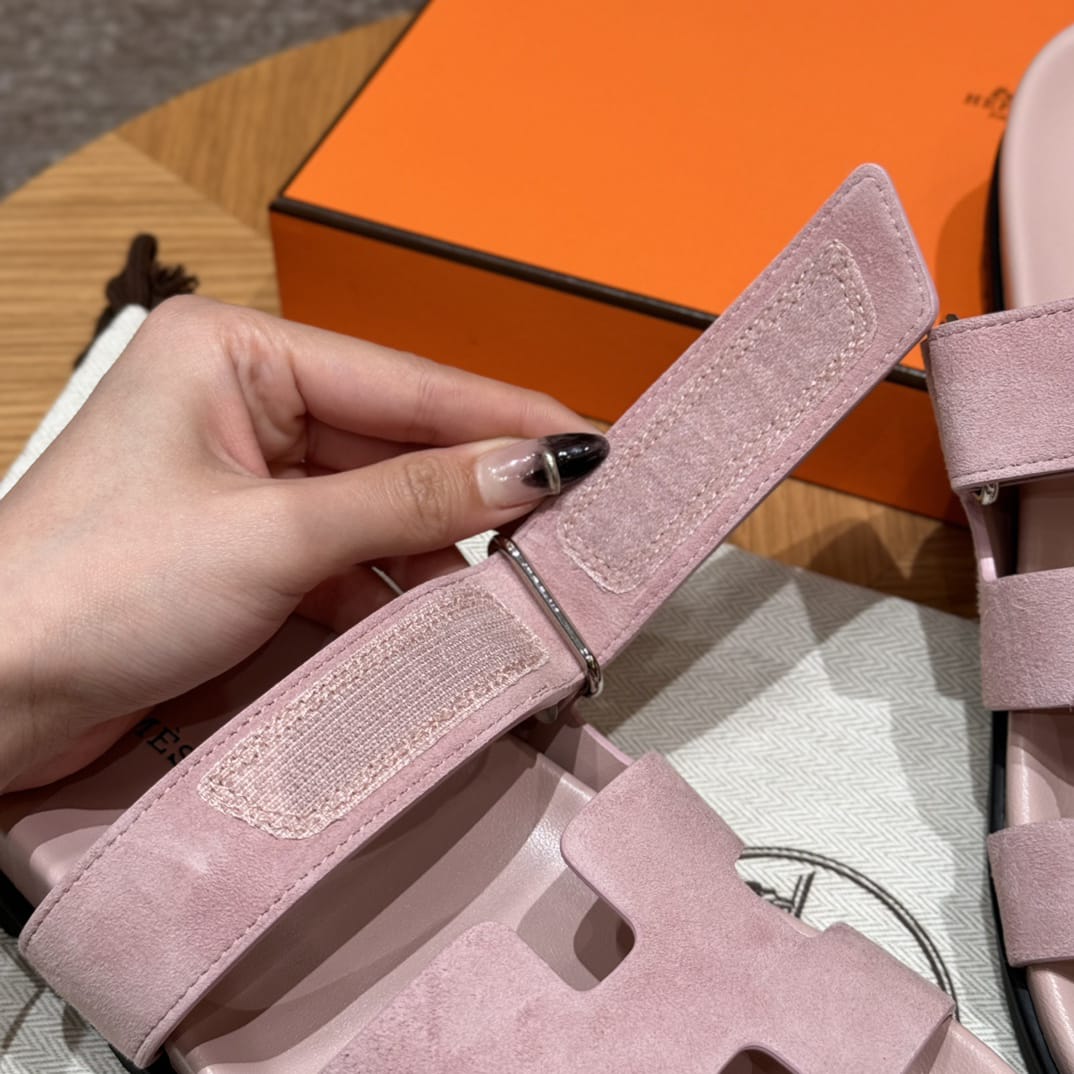 Sandalen Chypre Hermès Wildleder Rosa