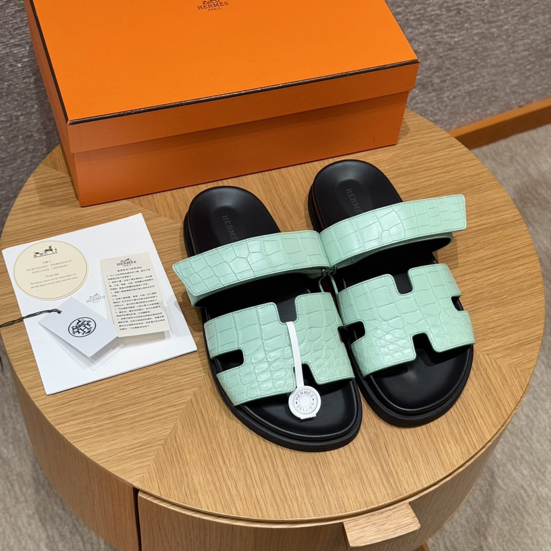 Hermès Chypre Sandalen Bleu Caïman