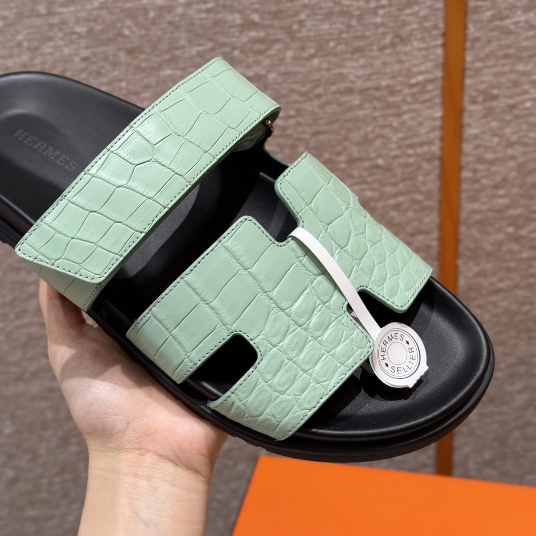Hermès Chypre Sandalen Bleu Caïman