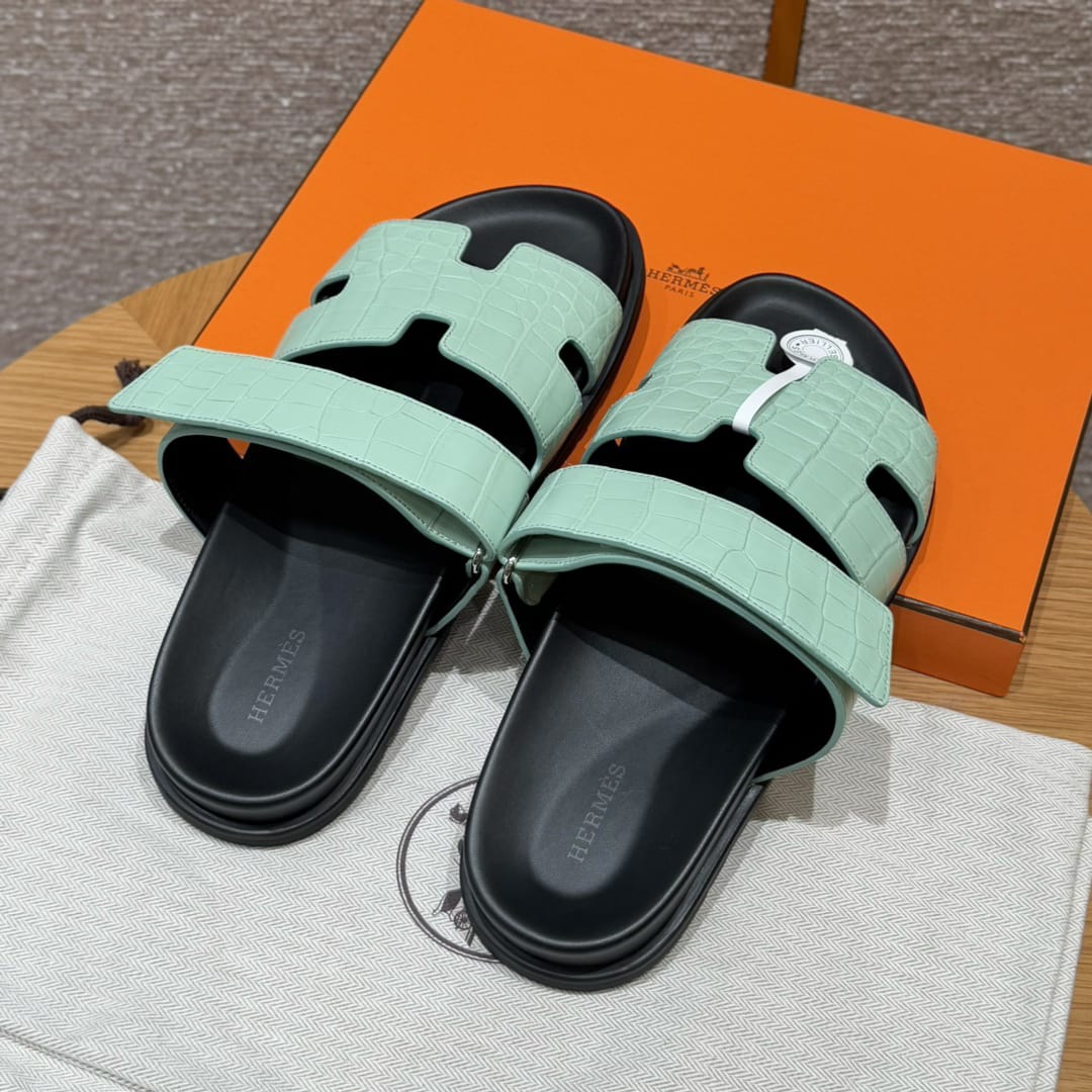Hermès Chypre Sandalen Bleu Caïman