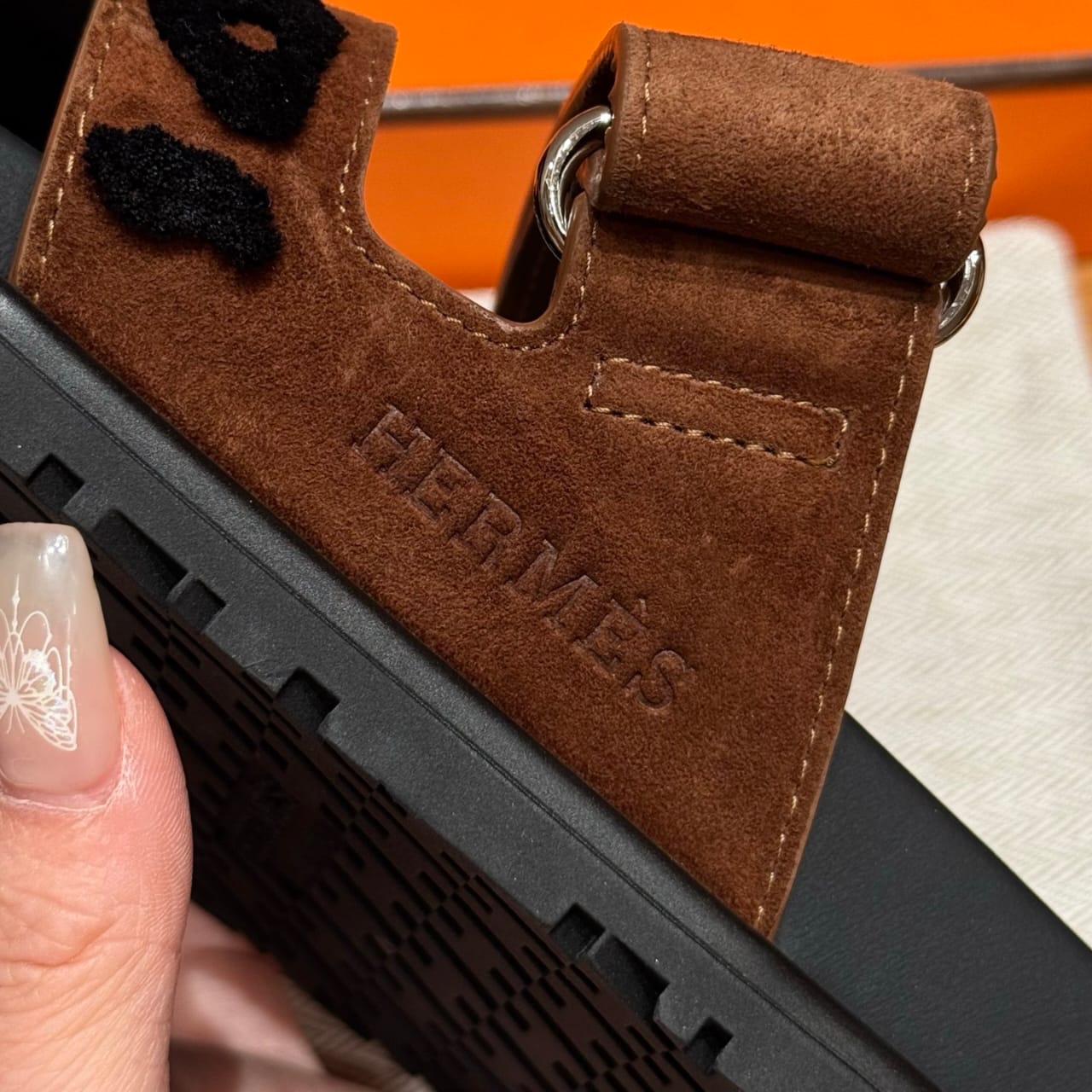 Hermès Sandalen Chypre Blau Braun Leopard