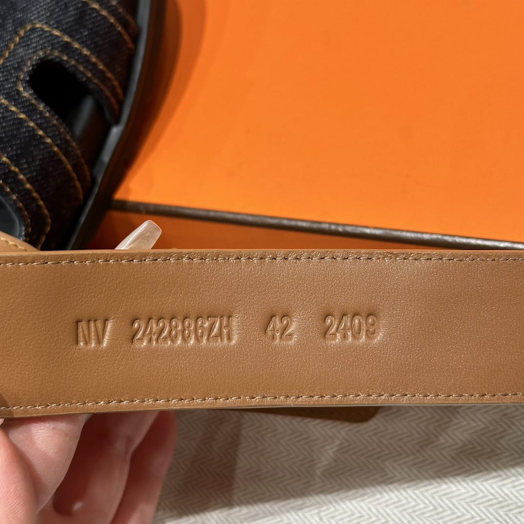 Sandalen Chypre Hermès Denim & Camel